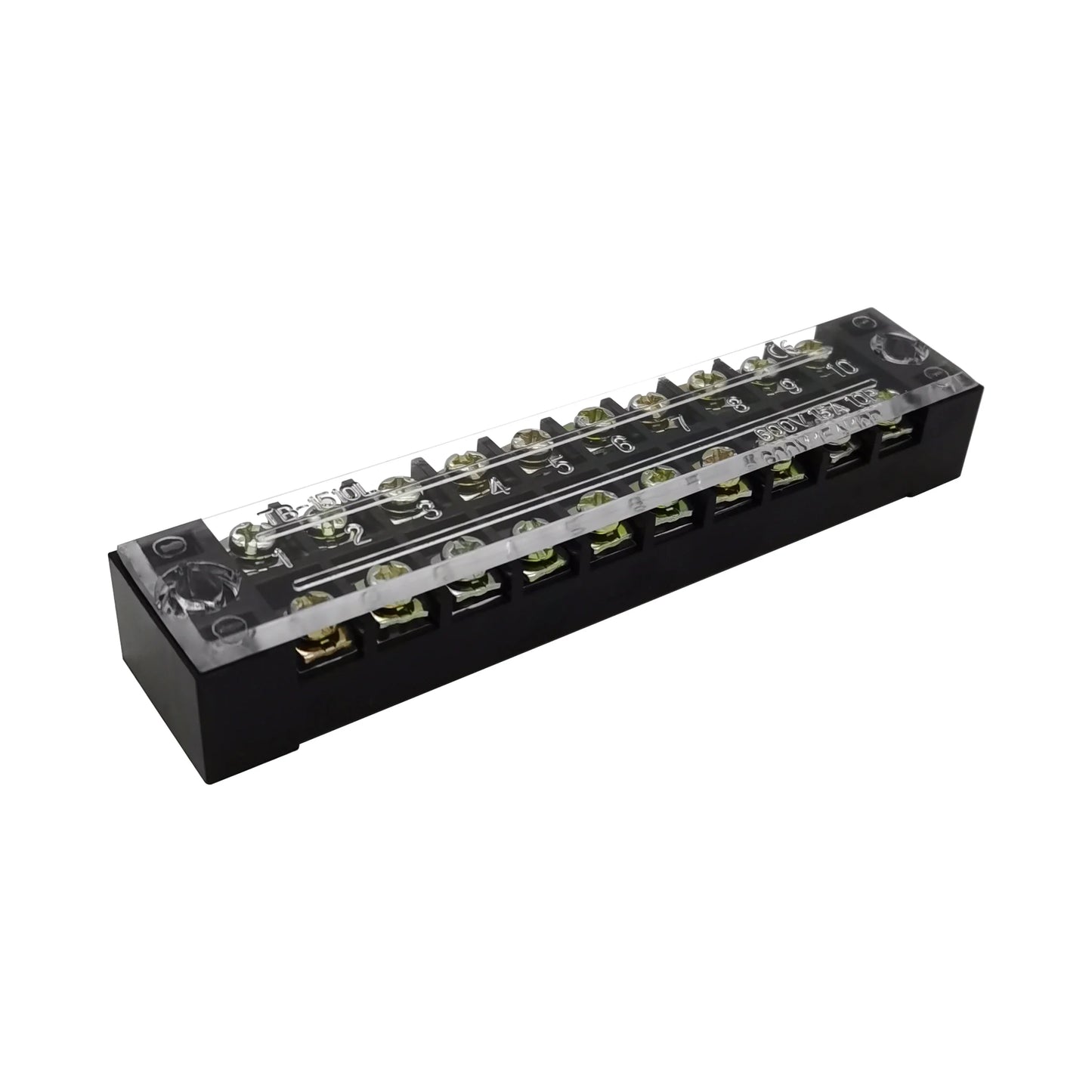 Dual Row Barrier Screw Terminal Block Strip — 600V 15A Wire Connector, 3-20 Position Options