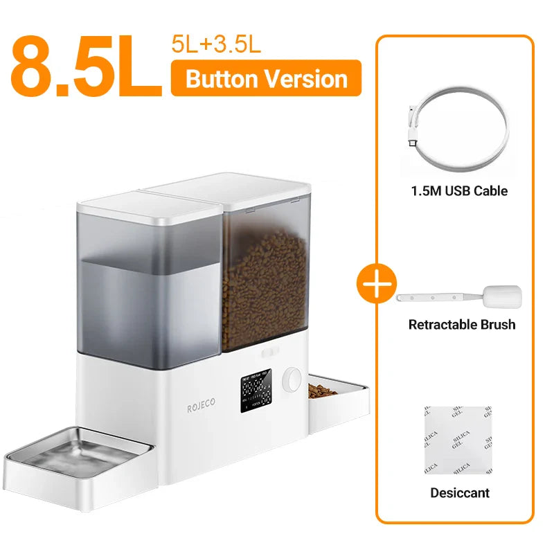ROJECO 2-in-1 Automatic Pet Feeder & Water Fountain – 8.5L Dog Food Dispenser
