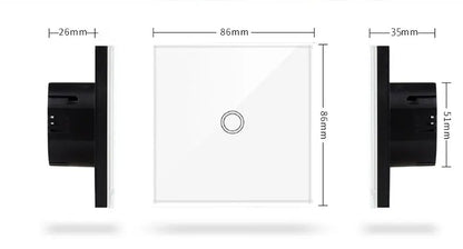 AXUS EU Touch Switch | AC100-240V LED Backlight Panel, Tempered Glass Wall Light Sensor Switch, 1/2/3 Gang