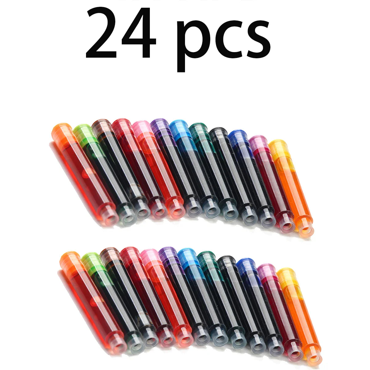 12-36PCS Colourful Ink Sac Fountain Pen Refills 3.4mm - Refillable Ink Cartridges for Drawing, School & Office Use