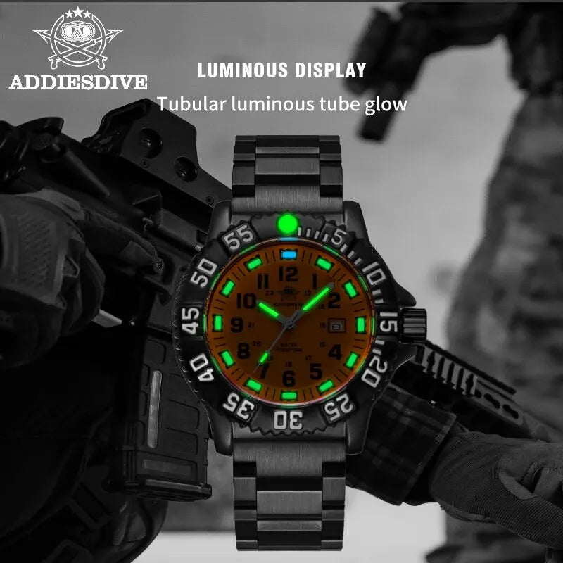 Addies Men's Military Watch - Luminous, Multi-Functional Quartz with Nylon & Steel Strap, Waterproof Outdoor Sports Watch