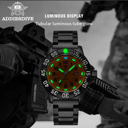 Addies Men's Military Watch - Luminous, Multi-Functional Quartz with Nylon & Steel Strap, Waterproof Outdoor Sports Watch