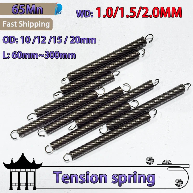 Strong Extended Tension Springs — Open Hook Wire Spring 1.0mm, 1.5mm, 2.0mm