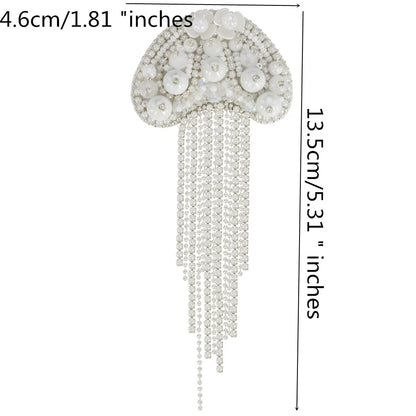 Marine Series Rhinestone Patches - Handmade Shell Starfish Seahorse Leaf Beaded Sewing Appliques for DIY Clothing