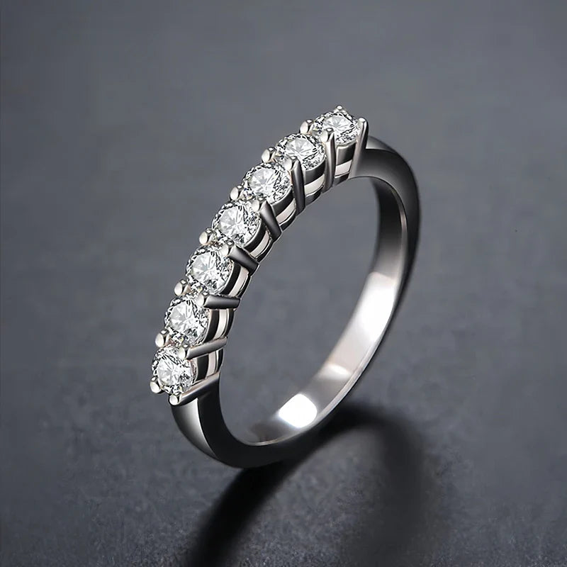 100% Pass Diamond Tester Pen & Moissanite Ring – Matching 925 Sterling Silver Wedding Band for Women