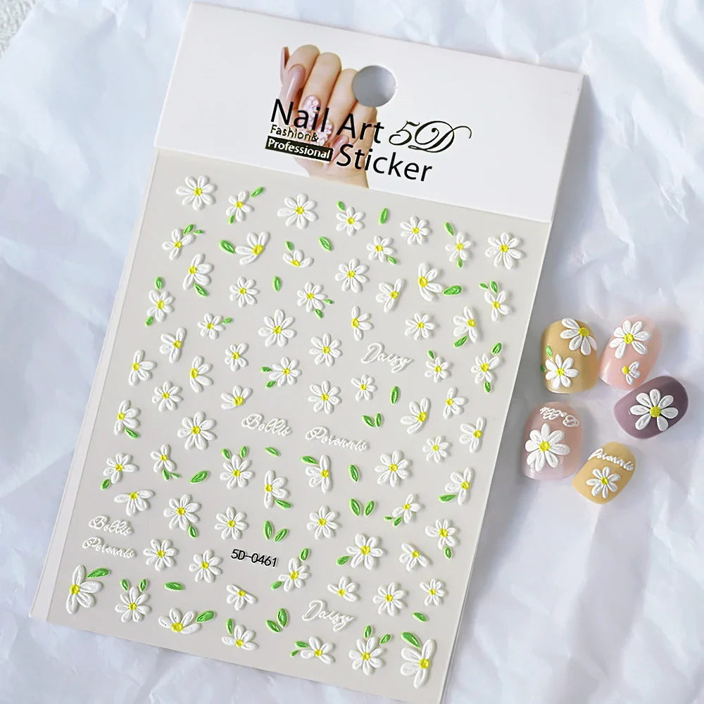 5D Macaron Nail Stickers - Embossed Flower, Fruit, Bear & Rabbit Charms for Summer DIY Manicure Decoration