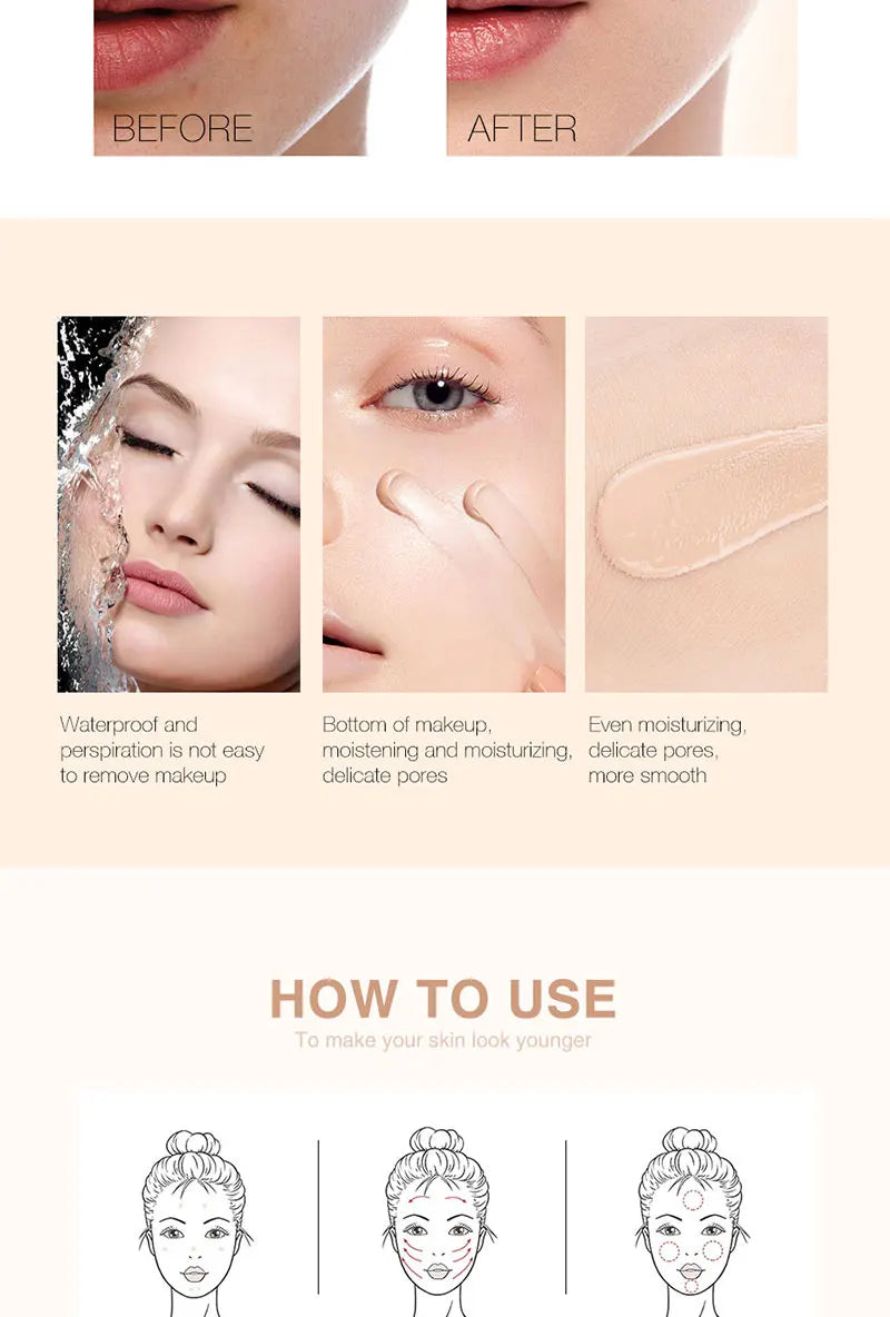 Natural Liquid Foundation – Flawless Coverage, Lightweight & Transparent Concealer for Smooth Skin