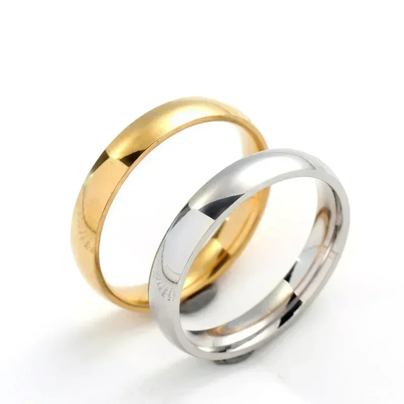 Classic Smooth Stainless Steel Couple Ring – Simple Fashion Wedding & Engagement Band for Men & Women