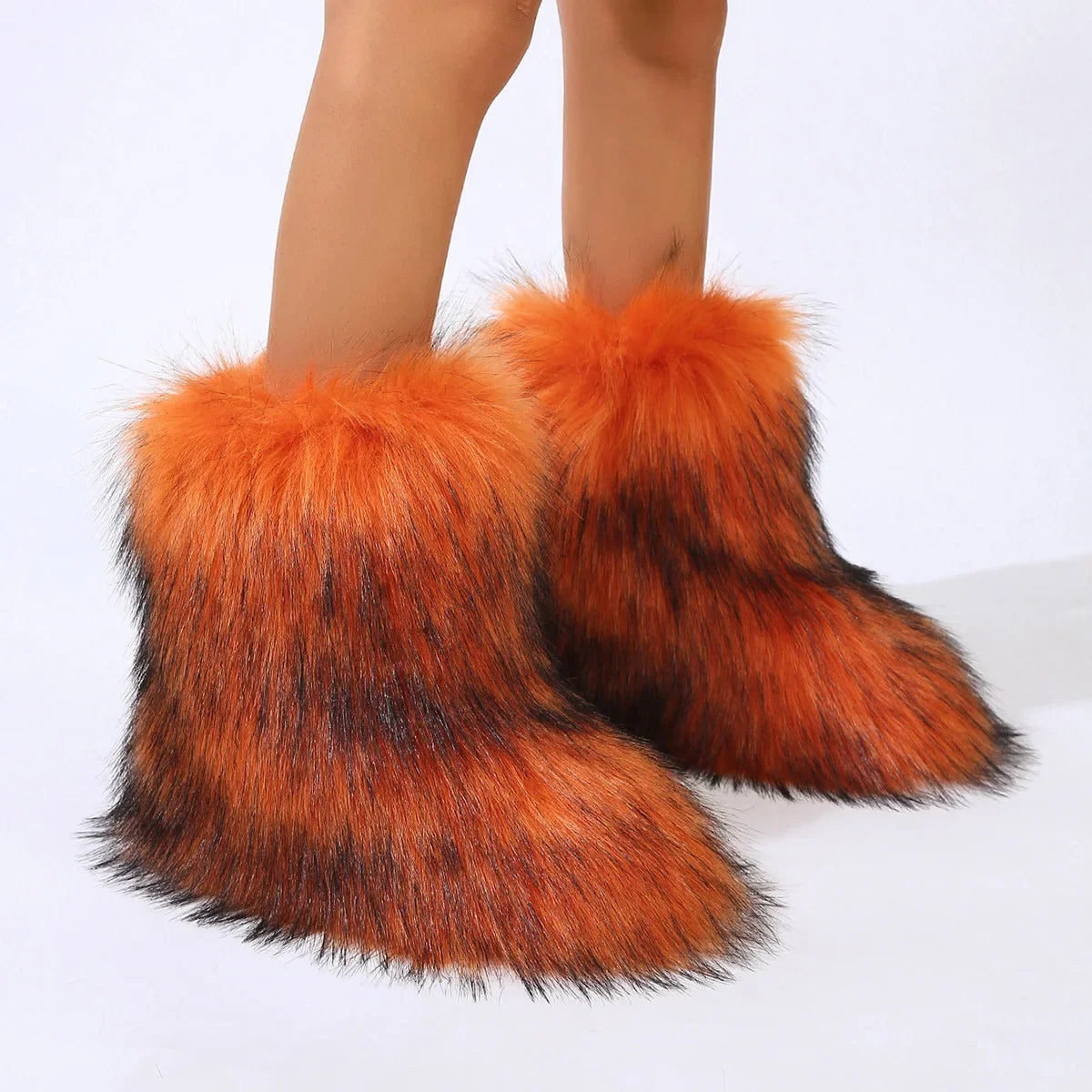 Women’s Faux Fur Winter Boots - Plush Warm Snow Shoes for Ladies with Luxury Furry Fashion Style