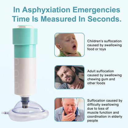 First Aid Anti-Choking Rescue Device – Automatic Airway Assist with 3 Mask Sizes for Adults & Kids, Emergency Kit