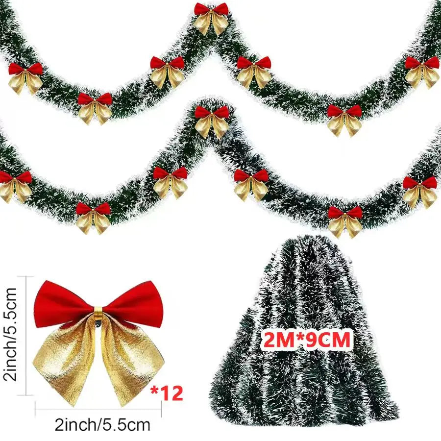 10M Christmas Tinsel Ribbon Garland with Bows – DIY Xmas Tree, Wreath & Holiday Decor