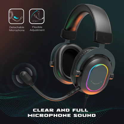 Fifine RGB Dynamic Gaming Headset — Over-Ear Mic Headphones with 7.1 Surround Sound & 3 EQ Modes for PC, PS4, PS5, Games & Music