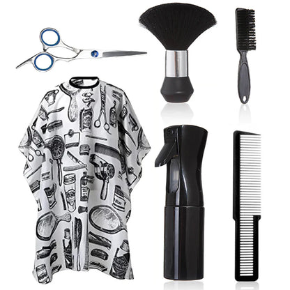 6PCS Waterproof Hairdressing Shawl Bib Set – Professional Nylon Salon & Barber Hair Styling Tools