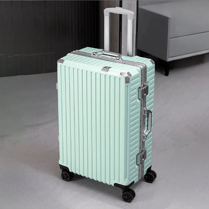 Aluminum Frame Rolling Luggage – 20/24/26/28 Inch Suitcase with USB Port, Combination Lock & Wheels