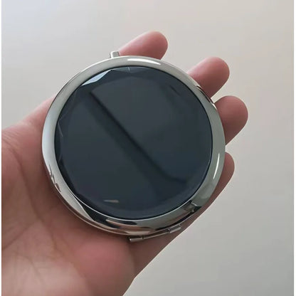 Luxury Crystal Folding Makeup Mirror - Portable Round Gold & Silver Pocket Compact Mirror, Personalized Beauty Gift