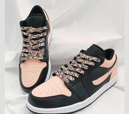Gilding Flat Shoe Laces - Cashew Flower Hand-Painted Shoelaces for Sneakers, Basketball & Tennis Shoestrings