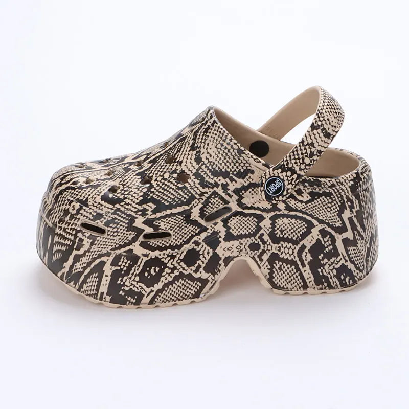 2023 Women's Leopard Clogs - Closed Toe Chunky Platform Sandals | Super High Wedge Heel Slippers for Summer