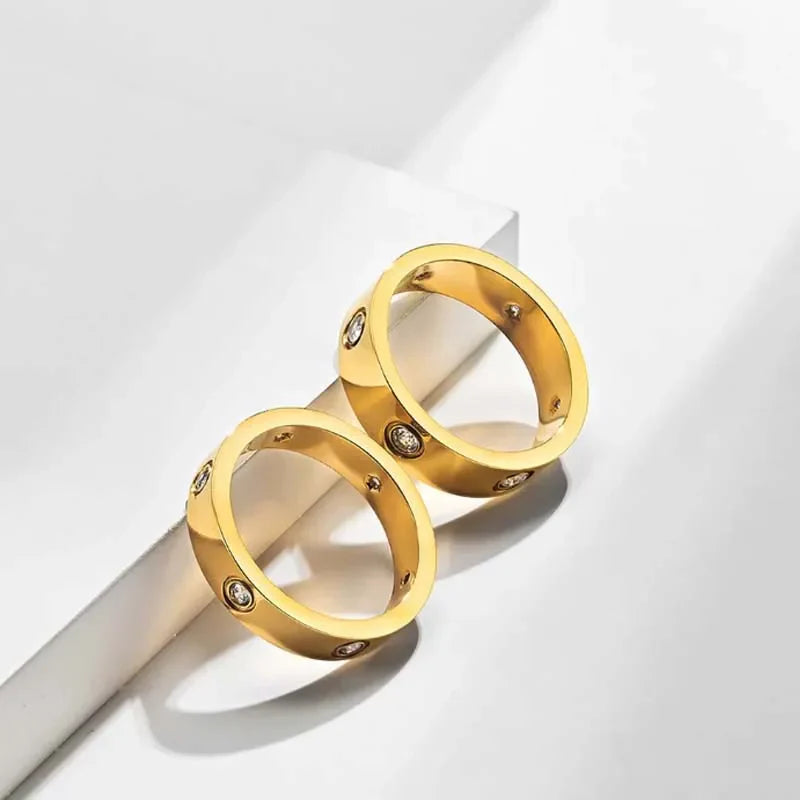 Gold-Plated Cubic Zirconia Love Ring — Promise & Wedding Band for Women