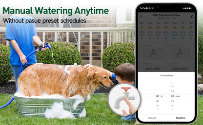 Insoma Automatic Water Timer with WiFi Hub – 2-Outlet Garden Irrigation Sprinkler System, Alexa Compatible