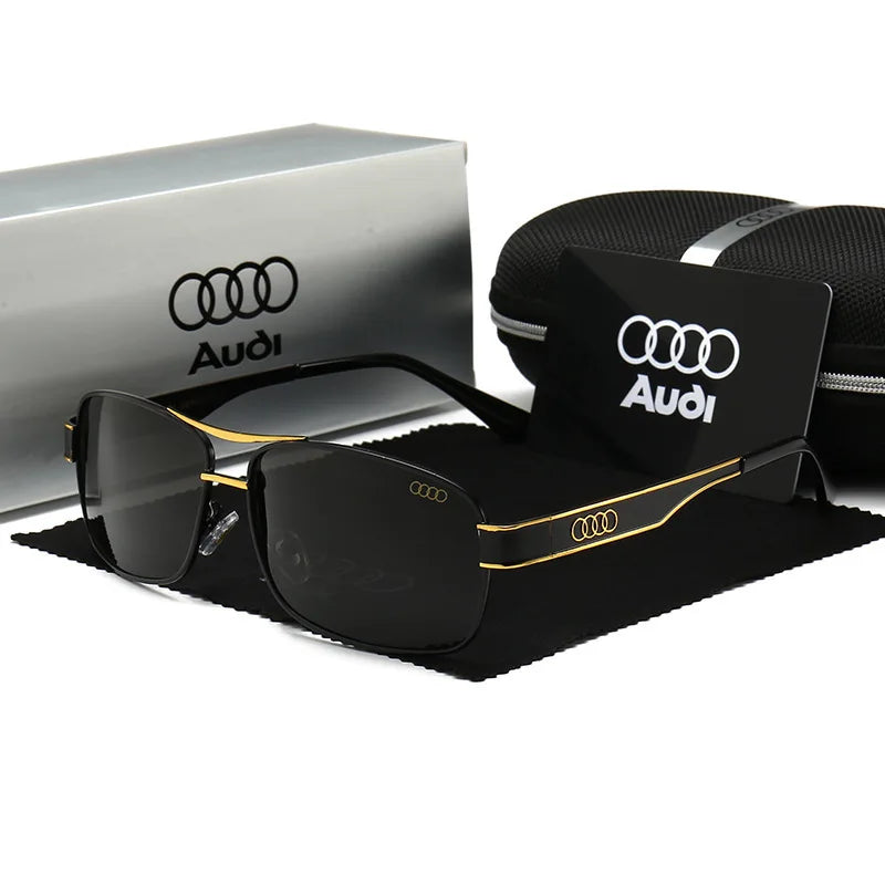 Audi UV400 Polarized Rectangle Sunglasses – Anti-Glare Driving & Motorcycle Glasses for Men & Women (Cycling, Model 553)