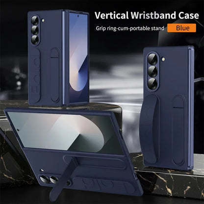 Luxury Wristband Case for Samsung Galaxy Z Fold 3-7 – Invisible Bracket Silicone Cover with Hand Strap & Folding Stand