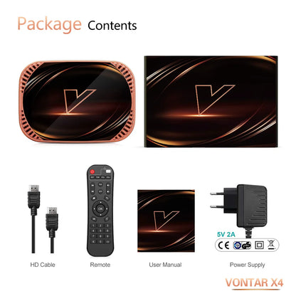 VONTAR X4 Amlogic S905X4 Smart TV Box – Android 11, 4GB RAM, 128GB/32GB/64GB Storage, 4K Media Player, Wifi, BT, AV1
