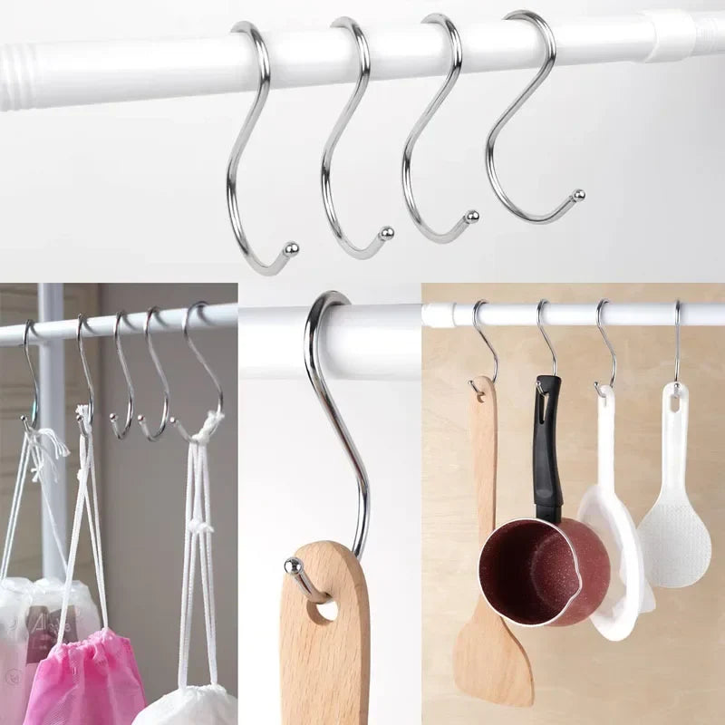 Stainless Steel Sharp Tip S Hooks – Hanging Utensil, Meat, and Clothes Hangers for Kitchen & Butcher Shop