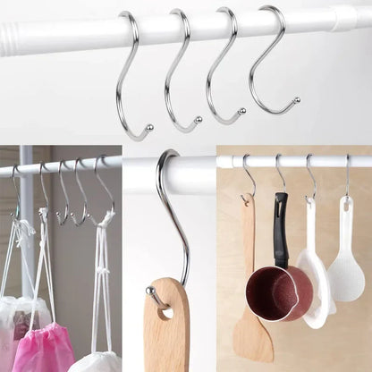 Stainless Steel Sharp Tip S Hooks – Hanging Utensil, Meat, and Clothes Hangers for Kitchen & Butcher Shop