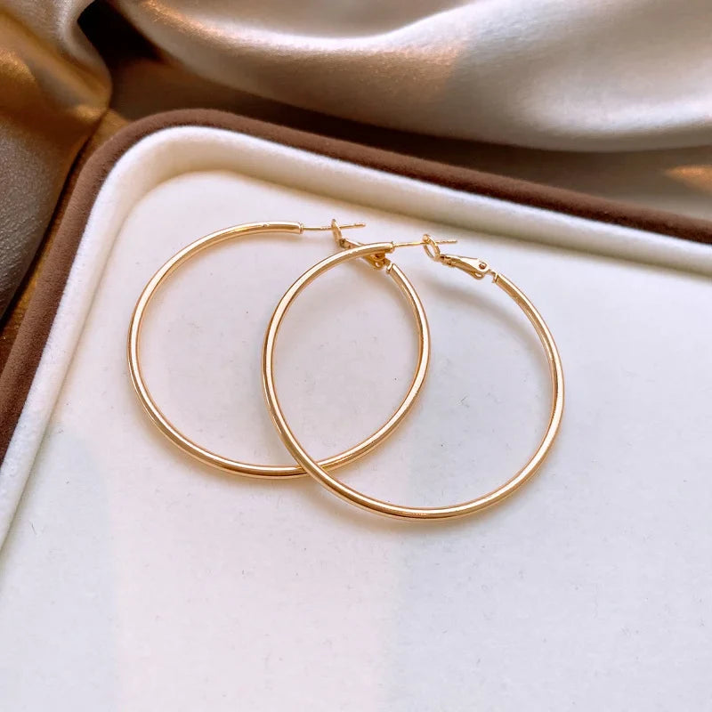 Women’s Shiny Large Circle Cross Hoop Earrings – Rhinestone Geometric High-End Fashion Jewelry