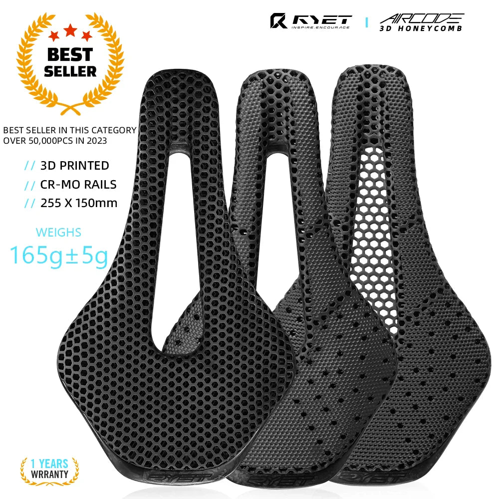 2024 RYET 3D Printed Carbon Bike Saddle — Ultralight Hollow MTB & Road Racing Cycling Seat Cushion