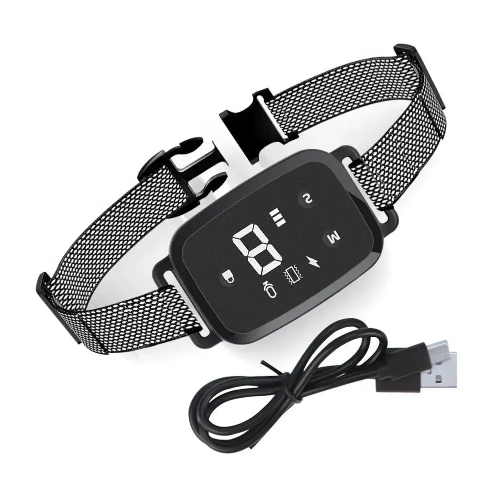 Smart Automatic Anti-Bark Dog Collar HD Digital Display IP67 Waterproof Rechargeable Bark Control Training Device for Dogs Stop Barking System