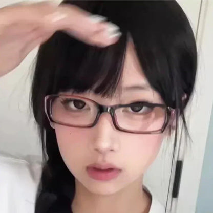 Japanese Korean Retro Square Glasses – Harajuku Clear Frame Eyewear with Blue Light Blocking