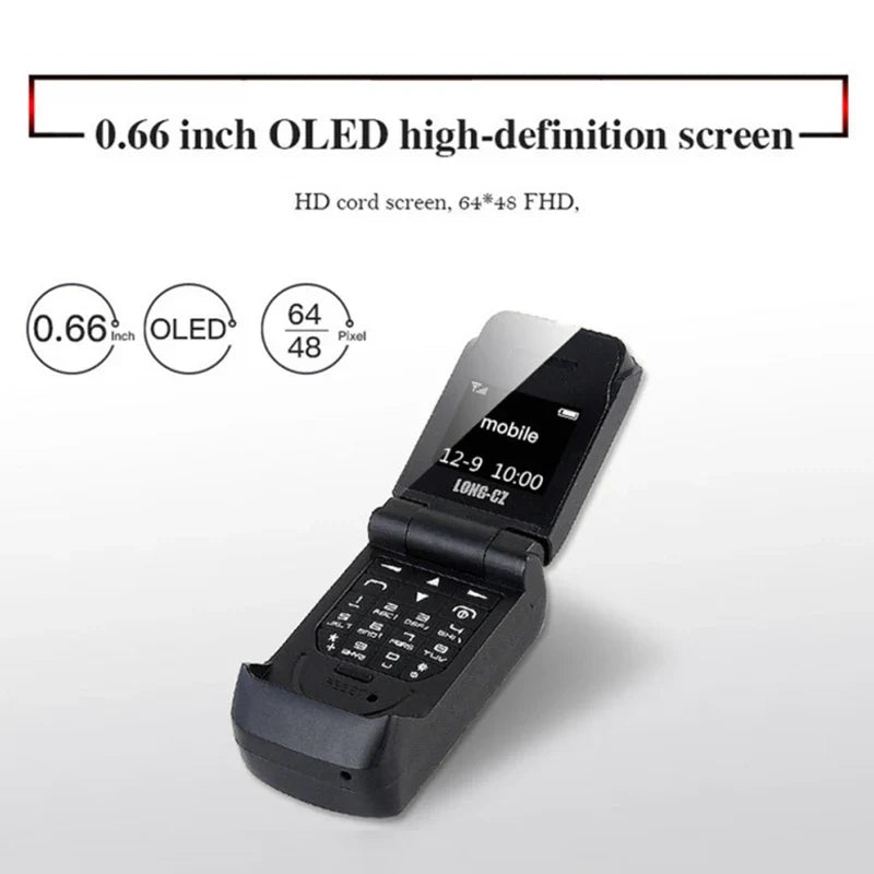 Mini Flip Mobile Phone for Kids – J9 Smallest Clamshell Phone with Bluetooth Dialer & Magic Voice Handsfree Earphone