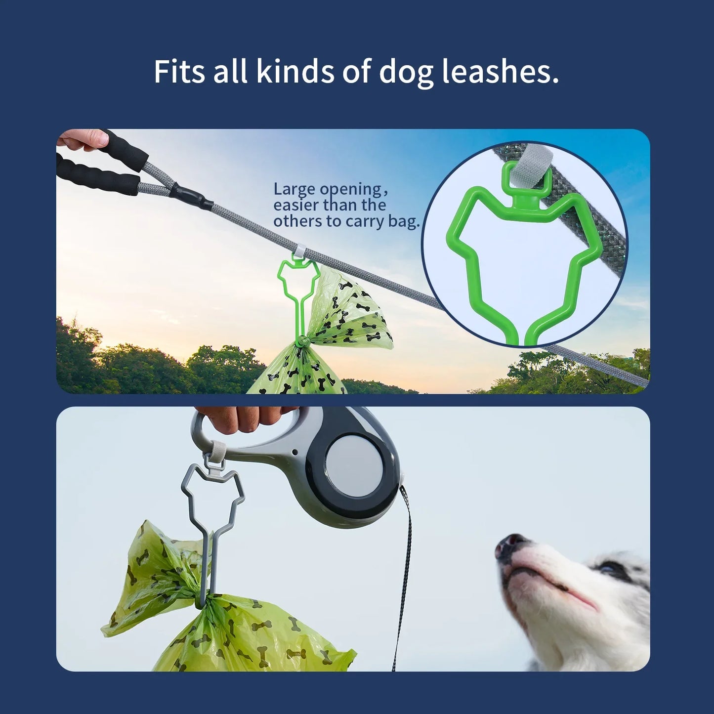 Hands-Free Dog Poop Bag Dispenser with Clip Traction Rope: Convenient Toilet Bag Holder for Cleaning, Cat & Dog Supplies