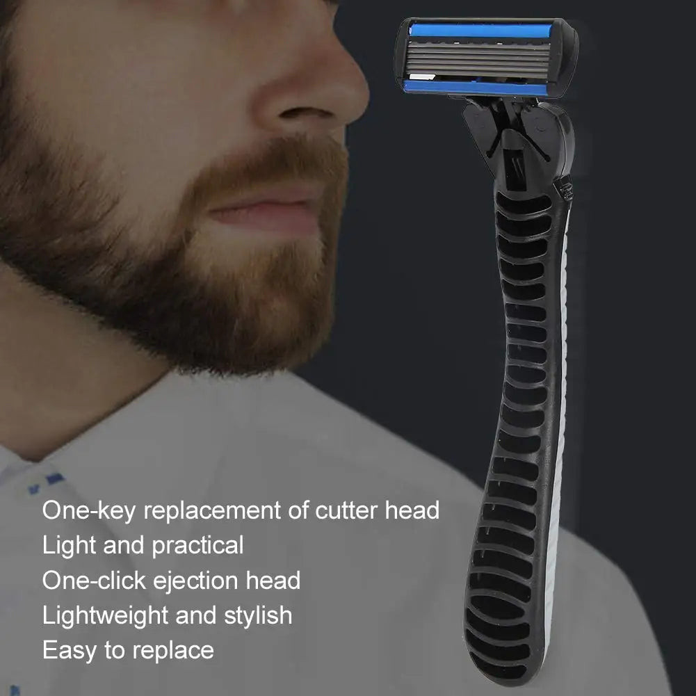 6-Layer Manual Safety Razor – Stainless Steel Double Edge Blade Shaver for Beard & Moustache Grooming