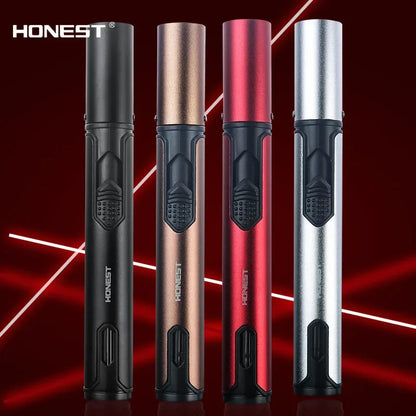 Honest Metal Windproof Torch Lighter – Refillable Pen Jet Flame for Kitchen, BBQ & Camping