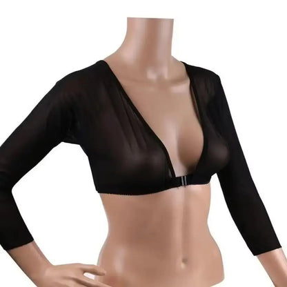 Women’s Long Sleeve Mesh Blouse Top – Reversible Front Button Stylish Undershirt T-Shirt (Black & White)