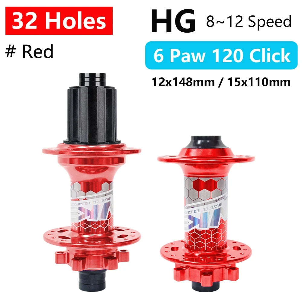 BOOST MTB Bicycle Hub - 148x12mm Aluminium Bike Hub 6 Pawls 120 Click HG XD Micro Spline 32H 8-12 Speed