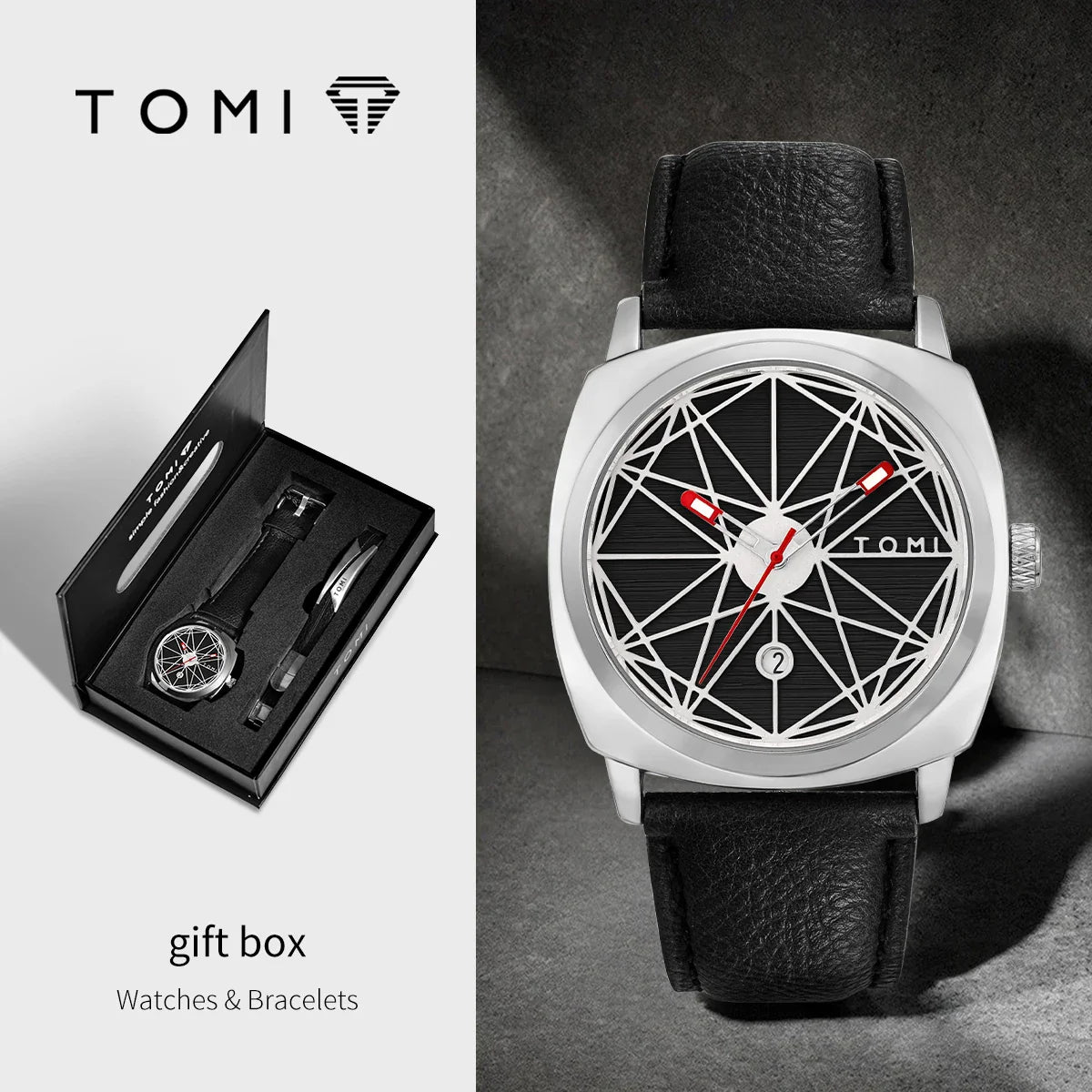 TOMI 2024 Men's Luxury Watch & Bracelet Gift Set – Business Quartz Calendar Watch, 2PCS Versatile Reloj for Men