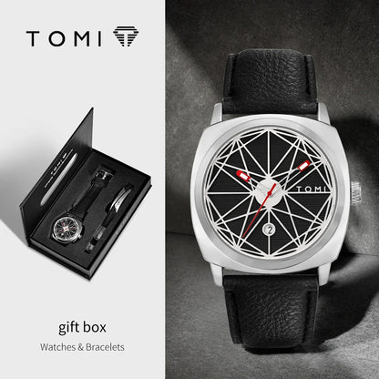 TOMI 2024 Men's Luxury Watch & Bracelet Gift Set – Business Quartz Calendar Watch, 2PCS Versatile Reloj for Men