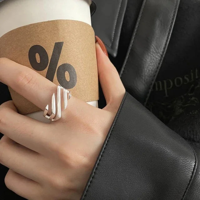 925 Sterling Silver Geometric Ring — BF CLUB Fashion Handmade Ring for Women, Party & Christmas Gift