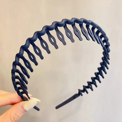 Elegant Solid Color Wave Hairbands for Women – Toothed Non-slip Hair Combs, Face Wash & Sports Headbands, Hair Accessories for Girls