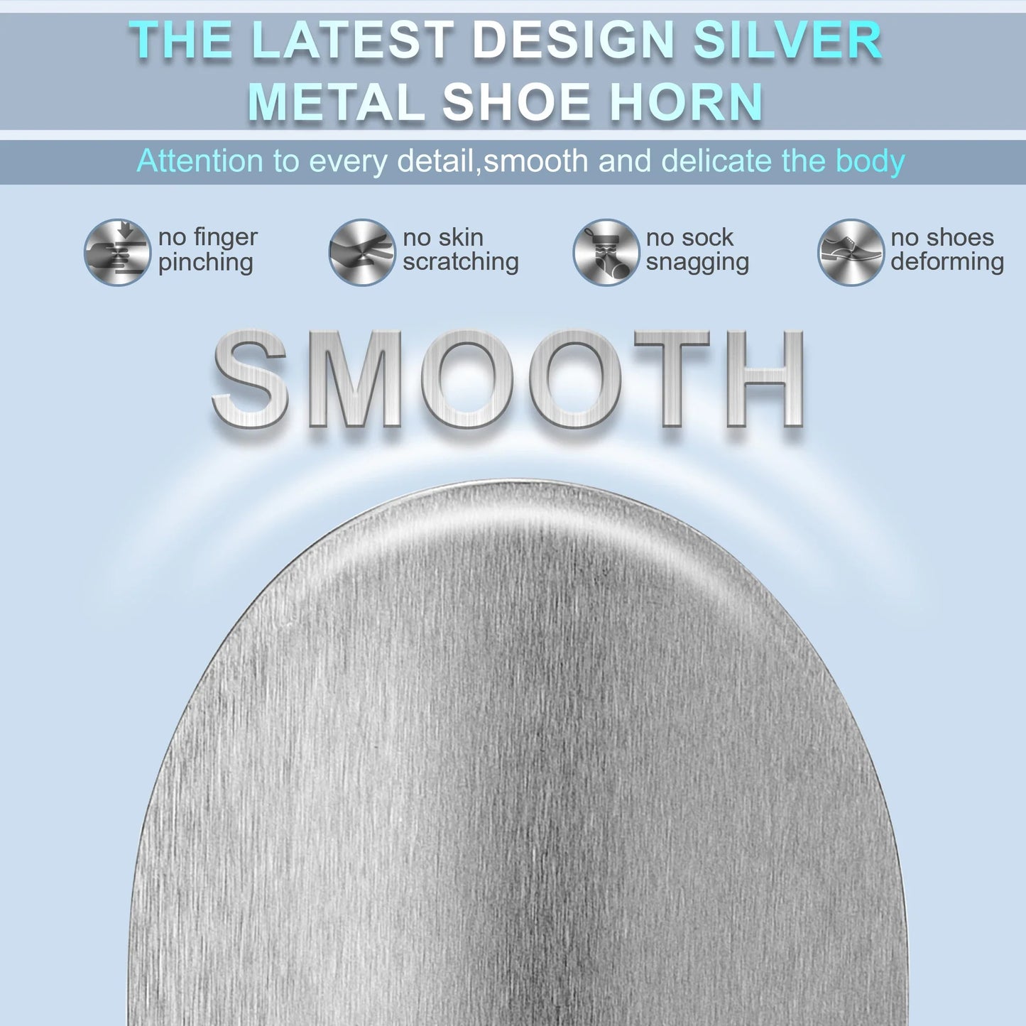 7.5-Inch Metal Shoe Horn - Stainless Steel Travel Spoon Shape for Seniors, Men, Women and Kids