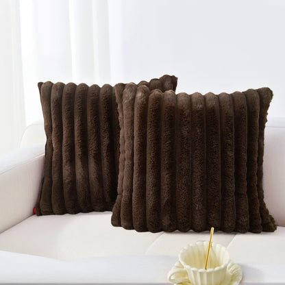 Luxurious Plush Striped Pillowcases – Soft Decorative Cushion Covers for Sofa Interiors