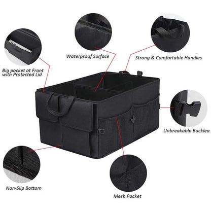 Universal Folding Car Trunk Organizer - Multifunctional Storage Container Bag for Tools, Food, and Accessories, Compact and Durable Trunk Box for All Cars