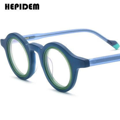 FONEX HEPIDEM Acetate Eyeglass Frames - Retro Round Vintage Eyewear for Men & Women
