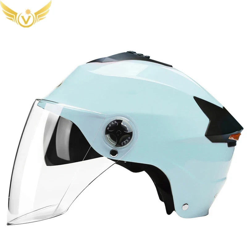 LED Motorcycle Helmet with Double Visor – Rechargeable Electric Scooter & Bicycle Safety Helmet for Men & Women Night Riding Protection