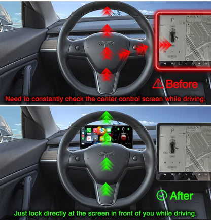 CATRONICS Head-Up Display for Tesla Model 3/Y – 8.9-Inch Linux System with CarPlay, Energy Consumption & Driving Data Detection