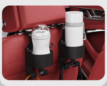 Car Seat Headrest Hook Hanger – Multi-Purpose Storage Organizer with Cup Holder for Handbags & Auto Accessories