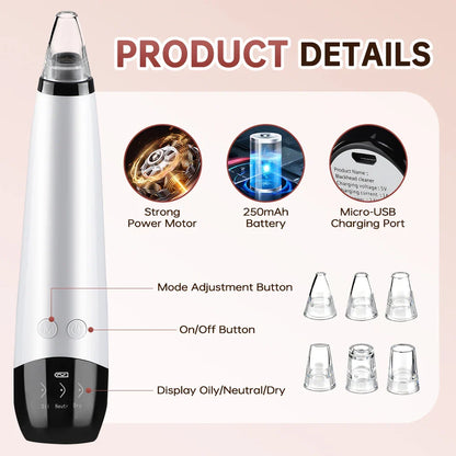 3-Mode Blackhead Remover Vacuum – Facial Pore Cleaner & Dead Skin Removal Beauty Tool